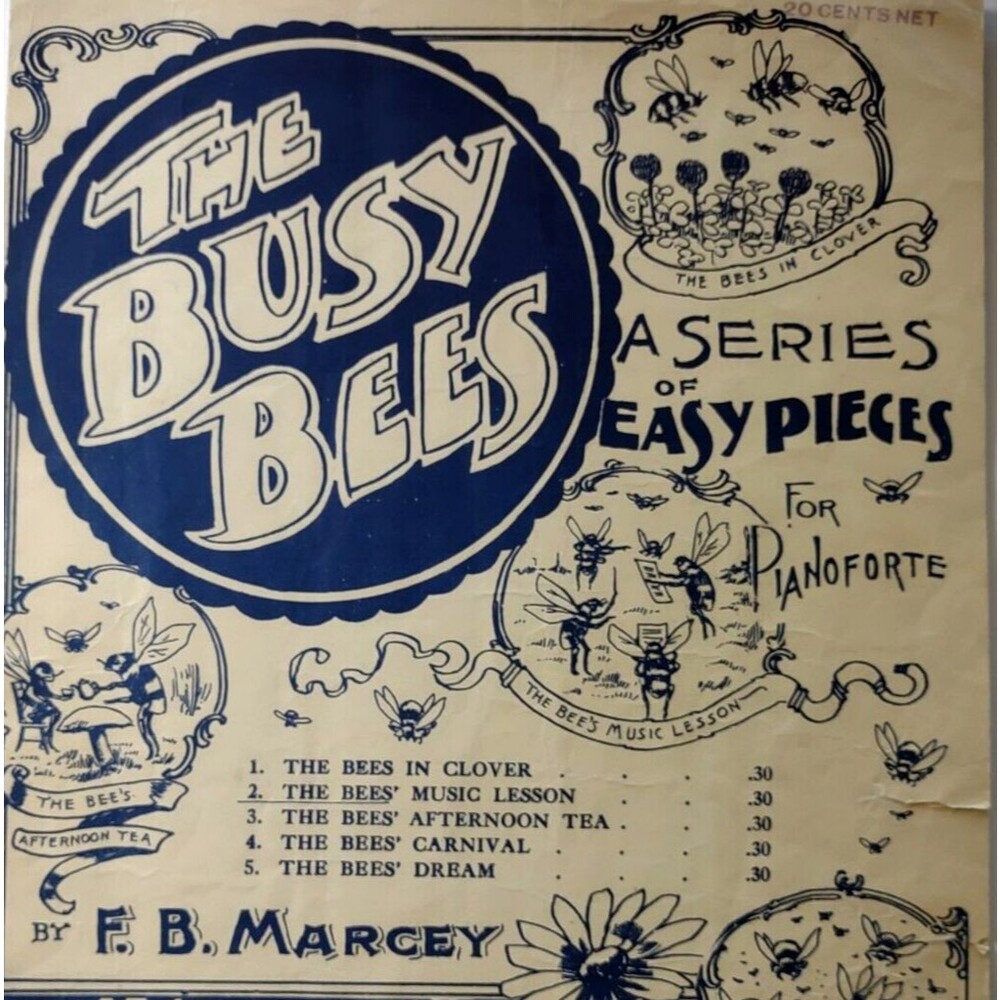 The Busy Bees Lesson Sheet Music 1903 Anthropomorphic Singing Bee F.B. Marcey - Picture 2 of 5